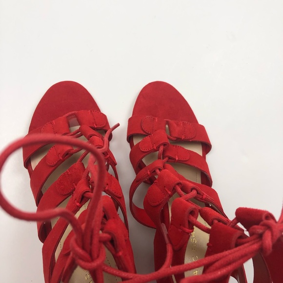 Marc Fisher QM Paradox lace up block heel in red - Picture 7 of 7